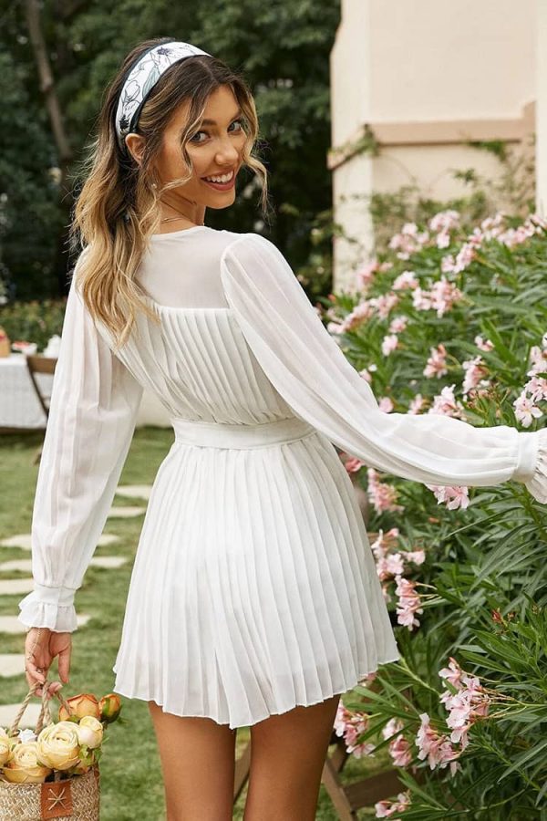White Pleated Playsuit