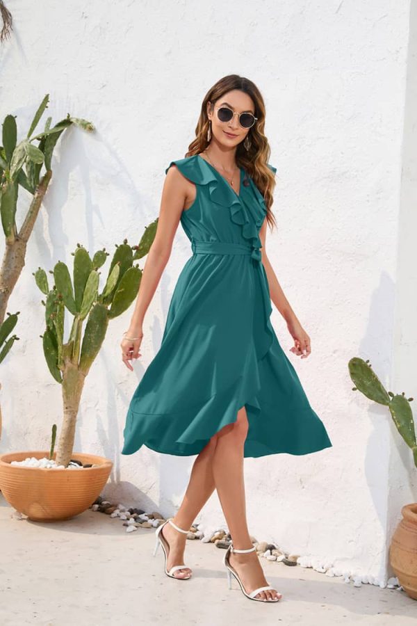 Wrap Style Turquoise Dress