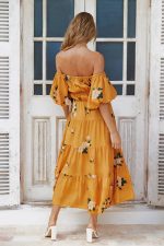 Yellow Bardot Floral Maxi Dress