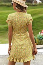 Yellow Floral Wrap Dress